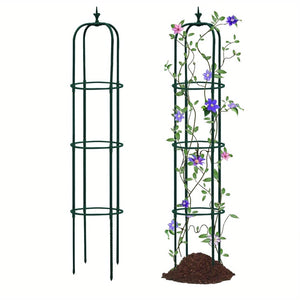 Planet Gates Green / 28.5*28.5*153CM 1pc, Tower Obelisk Garden Trellis Plant Support For Climbing Vines And Flowers Stands, Black Rustproof Lightweight Plant Tower, 152.91/28.45 Cm, Green