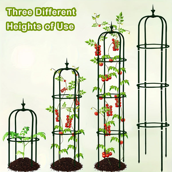 Planet Gates Green / 28.5*28.5*153CM 1pc, Tower Obelisk Garden Trellis Plant Support For Climbing Vines And Flowers Stands, Black Rustproof Lightweight Plant Tower, 152.91/28.45 Cm, Green
