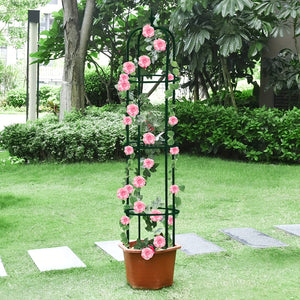 Planet Gates Green / 28.5*28.5*153CM 1pc, Tower Obelisk Garden Trellis Plant Support For Climbing Vines And Flowers Stands, Black Rustproof Lightweight Plant Tower, 152.91/28.45 Cm, Green