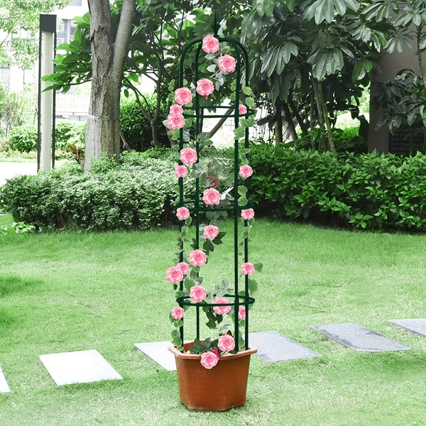 Planet Gates Green / 28.5*28.5*153CM 1pc, Tower Obelisk Garden Trellis Plant Support For Climbing Vines And Flowers Stands, Black Rustproof Lightweight Plant Tower, 152.91/28.45 Cm, Green