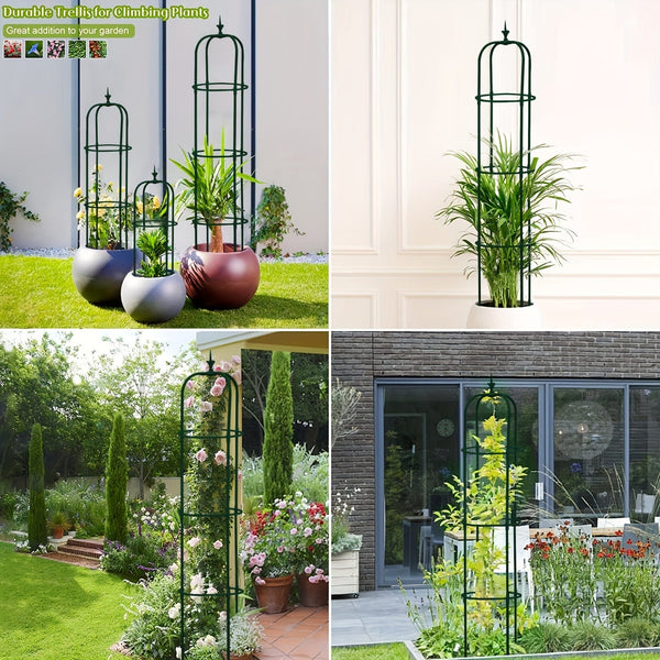 Planet Gates Green / 28.5*28.5*153CM 1pc, Tower Obelisk Garden Trellis Plant Support For Climbing Vines And Flowers Stands, Black Rustproof Lightweight Plant Tower, 152.91/28.45 Cm, Green