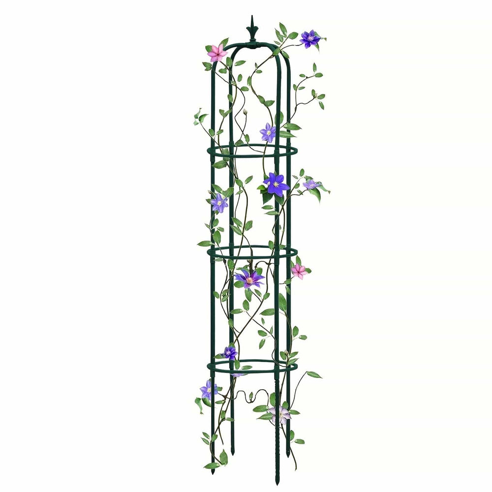 Planet Gates Green / 28.5*28.5*153CM 1pc, Tower Obelisk Garden Trellis Plant Support For Climbing Vines And Flowers Stands, Black Rustproof Lightweight Plant Tower, 152.91/28.45 Cm, Green