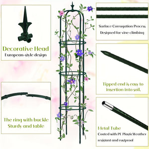 Planet Gates Green / 28.5*28.5*153CM 1pc, Tower Obelisk Garden Trellis Plant Support For Climbing Vines And Flowers Stands, Black Rustproof Lightweight Plant Tower, 152.91/28.45 Cm, Green