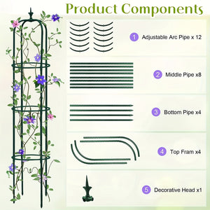 Planet Gates Green / 28.5*28.5*153CM 1pc, Tower Obelisk Garden Trellis Plant Support For Climbing Vines And Flowers Stands, Black Rustproof Lightweight Plant Tower, 152.91/28.45 Cm, Green