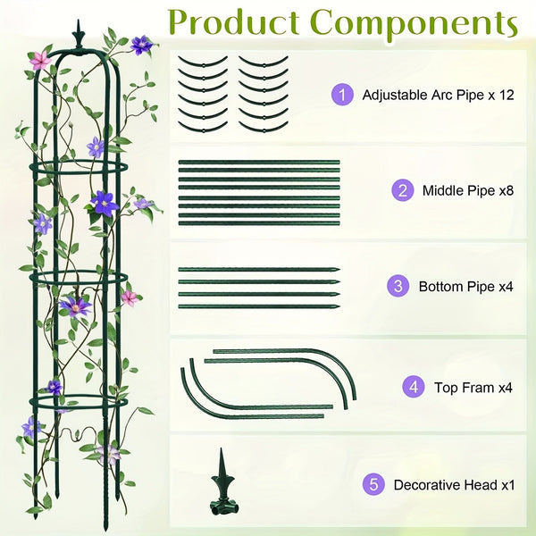 Planet Gates Green / 28.5*28.5*153CM 1pc, Tower Obelisk Garden Trellis Plant Support For Climbing Vines And Flowers Stands, Black Rustproof Lightweight Plant Tower, 152.91/28.45 Cm, Green