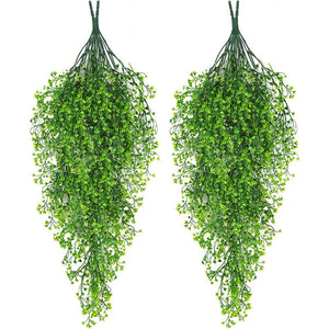 Planet Gates Green 2pcs Premium Oxidation-Resistant Artificial Hanging Plants - Perfect for Indoor & Outdoor Decoration!