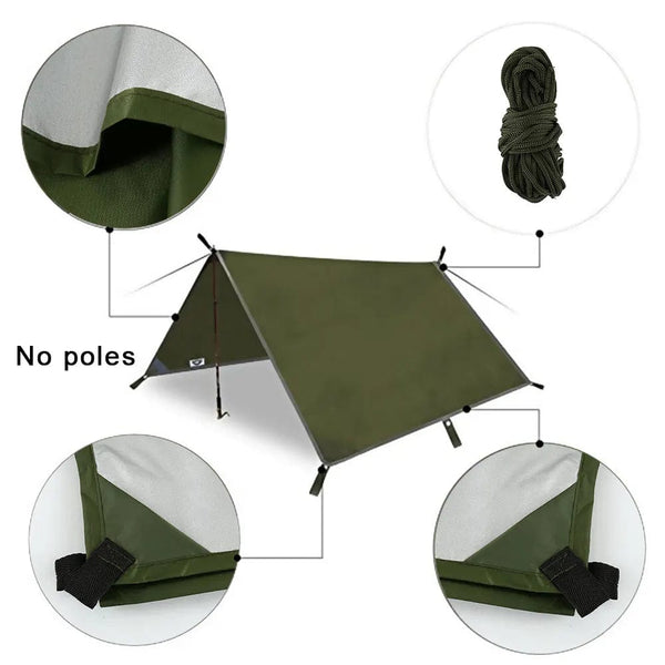 Planet Gates Green / 3*3M 3x3m Car Side Awning Outdoor Camping Tent Tarp Waterproof Picnic Mat with Carrying Bag RainTarp Hammock Canopy Shade Sun Shelter
