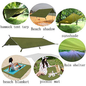 Planet Gates Green / 3*3M 3x3m Car Side Awning Outdoor Camping Tent Tarp Waterproof Picnic Mat with Carrying Bag RainTarp Hammock Canopy Shade Sun Shelter