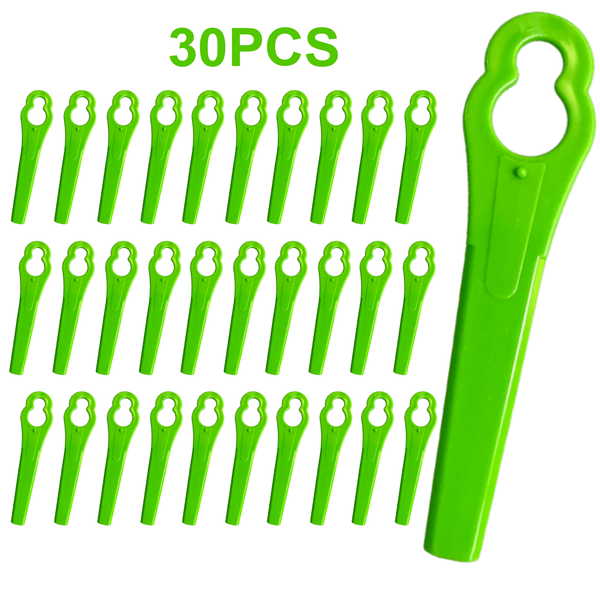 Planet Gates Green 30pcs Plastic Machine Trimming Blades Replacement Plastic Blades Accessories Trimmer Grass Mowing Nylon Blades Garden Lawn Mower Accessories Tools