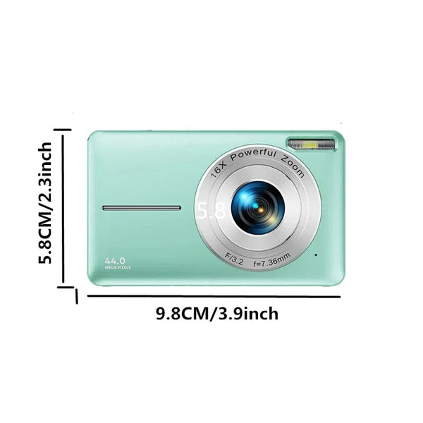 Planet Gates Green 32G to bag HD 1080P 2.4 inch digital Camera Rechargeable Cameras with 16x Zoom Compact Camera 44MP Cameras for kids Beginner Camera