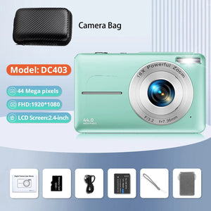 Planet Gates Green 32G to bag HD 1080P 2.4 inch digital Camera Rechargeable Cameras with 16x Zoom Compact Camera 44MP Cameras for kids Beginner Camera