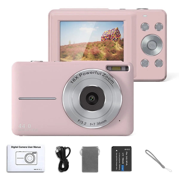 Planet Gates Green 32G to bag HD 1080P 2.4 inch digital Camera Rechargeable Cameras with 16x Zoom Compact Camera 44MP Cameras for kids Beginner Camera