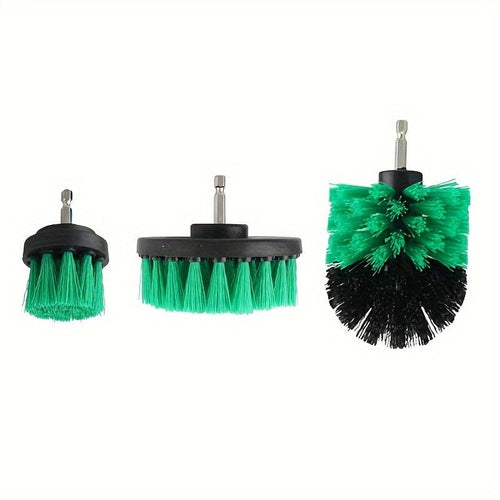 Planet Gates Green 3pcs Electric Drill-Brush Kit Power Scrubber Brush For Carpet Bathroom Surface Tub Furniture Shower Tile Tires Cleaning Tool