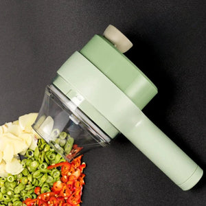 Planet Gates green 4 in 1 Handheld Electric Food Cutter Set, Kitchen Gods Wireless Food Processor for Fruits, Vegetables and Meat