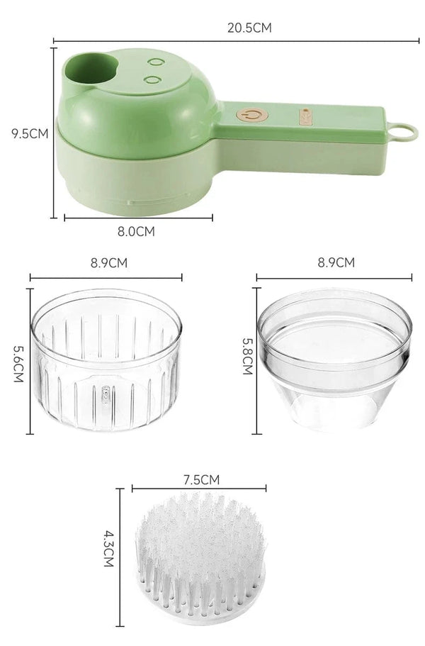 Planet Gates green 4 in 1 Handheld Electric Food Cutter Set, Kitchen Gods Wireless Food Processor for Fruits, Vegetables and Meat