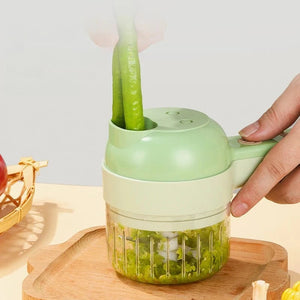 Planet Gates green 4 in 1 Handheld Electric Food Cutter Set, Kitchen Gods Wireless Food Processor for Fruits, Vegetables and Meat