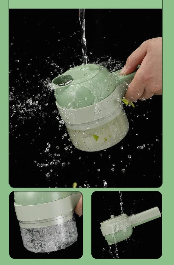 Planet Gates green 4 in 1 Handheld Electric Food Cutter Set, Kitchen Gods Wireless Food Processor for Fruits, Vegetables and Meat