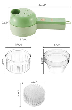 Planet Gates green 4 in 1 Handheld Electric Food Cutter Set, Kitchen Gods Wireless Food Processor for Fruits, Vegetables and Meat