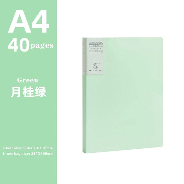 Planet Gates green 40 pages JIANWU A4 Morandi File Bag 100 Pages Data Book Large Capacity File Folder Portfolio Office Stationery