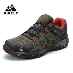 Planet Gates Green / 43 / CN HIKEUP Men's Hiking Shoes Suede Leather Outdoor Shoes Wear-resistant Men Trekking Walking Hunting Tactical Sneakers