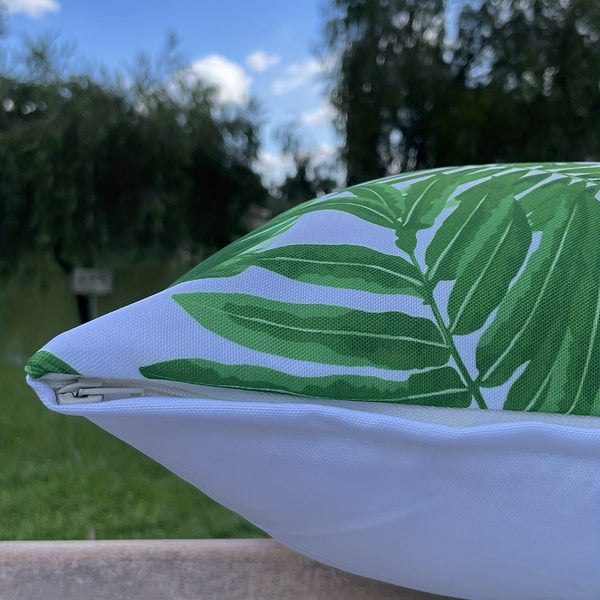 Planet Gates Green / 45*45cm 4pcs Tropical Plants Throw Pillow Covers Outdoor Waterproof Cushion Cover Modern Artistic Green Leaf Decorative Pillow Cases Home Decor Square 18x18 Inches Pillow Cover Summer White Pillowcases