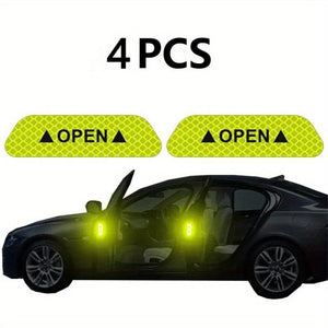 Planet Gates Green 4pcs Car Door Reflective Warning Stickers Increase Visibility & Safety With Easy-to-Apply Decals