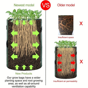 Planet Gates Green 4pcs Potato Grow Bags, Potato Planters With Flap And Handles, Vegetables Garden Planting Bags For Onion, Fruits, Tomato, Carrot (26.5 L)