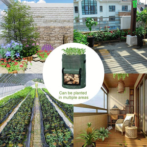 Planet Gates Green 4pcs Potato Grow Bags, Potato Planters With Flap And Handles, Vegetables Garden Planting Bags For Onion, Fruits, Tomato, Carrot (26.5 L)