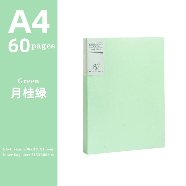 Planet Gates green 60 pages JIANWU A4 Morandi File Bag 100 Pages Data Book Large Capacity File Folder Portfolio Office Stationery