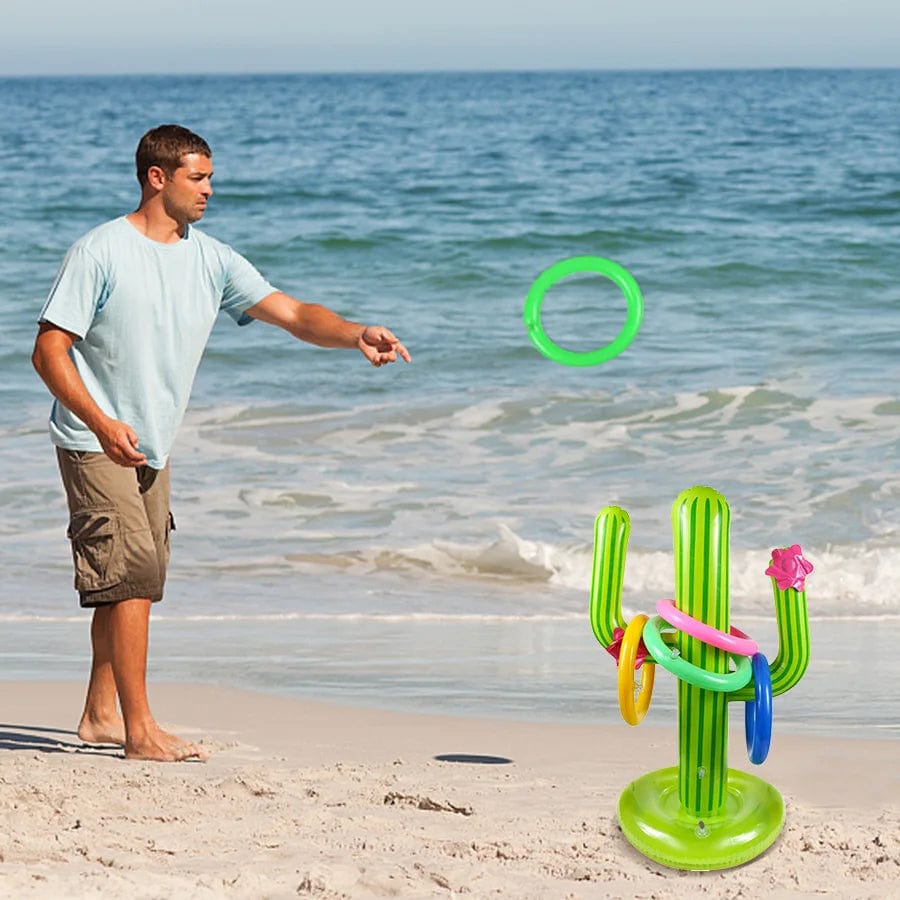 Planet Gates green / 63cm Inflatable Cactus Ring Toss Game Toy Set for Summer Beach Luau Party Decoration Hawaiian Pool Games Cactus