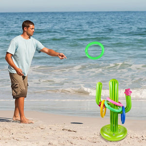 Planet Gates green / 63cm Inflatable Cactus Ring Toss Game Toy Set for Summer Beach Luau Party Decoration Hawaiian Pool Games Cactus