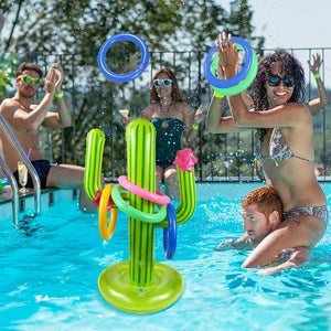 Planet Gates green / 63cm Inflatable Cactus Ring Toss Game Toy Set for Summer Beach Luau Party Decoration Hawaiian Pool Games Cactus