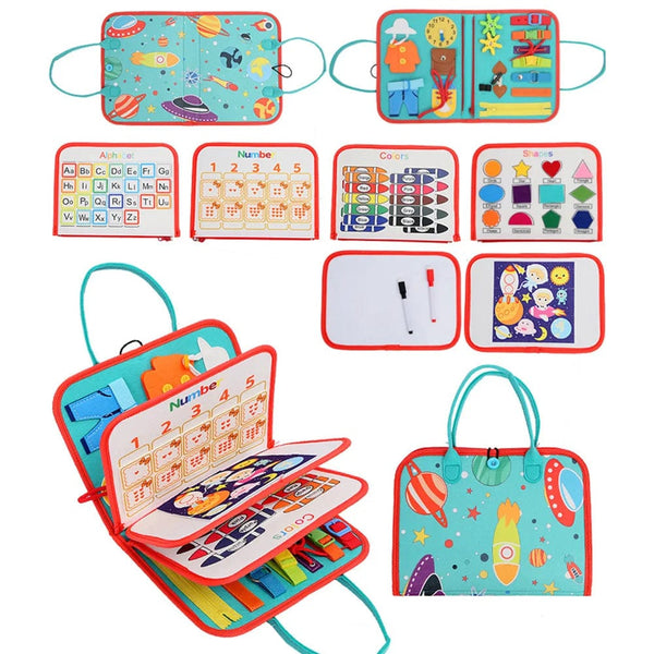 Planet Gates Green 8 Pages Busy Board Montessori Toys for Toddlers Sensory Toy Preschool Learning Educational Travel Activities For Boys Fine Motor Skills