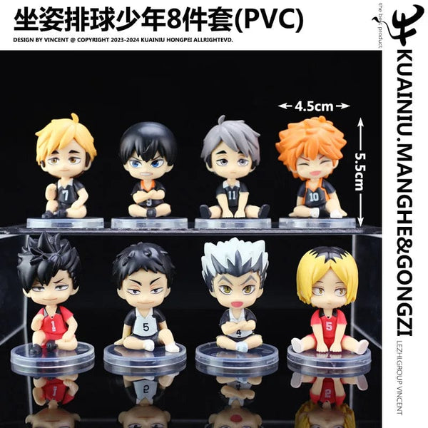 Planet Gates green 8pcs/Set Haikyuus Action Figure Toys Q version Kenma Kozume Shoyo Hinata Kotaru Bokuto Yu Nishinoya Volleyball Model Dolls