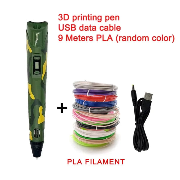 Planet Gates green 9M PLA / 9 Meter / PLA Filagment Electronic 3D Printing Pen with 9M PLA Consumables High-Temperature 3D Graffiti Tool Intelligent Toy Christmas Birthday Gift