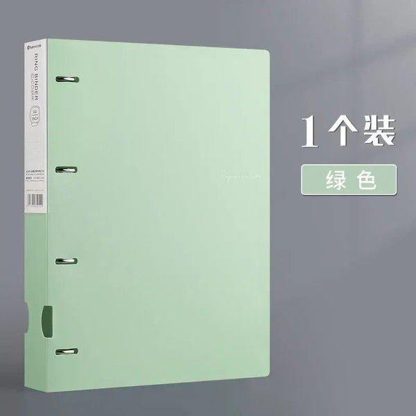 Planet Gates Green A4 Binder D-Type Punch Folder Office Storage File Ring Waterproof Test Paper Data Storage Folder 4 Hole Binder Learning Supplies