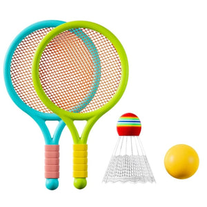 Planet Gates green and blue Kids Tennis Rackets, Soft Training Balls Badminton Shuttlecocks Racquets Family Interactive Sport Toy Colorful Game Supplies New