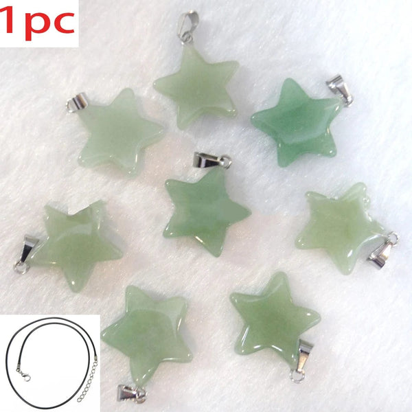 Planet Gates Green Aventurine Natural Stone Hexagon Pendant Necklace Crystal Rose Quartz Opal Star for Women Fluorite Lapis Bullet Pendulum Trend Jewelry Gift
