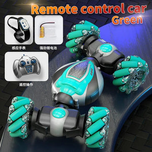 Planet Gates GREEN / CHINA 2.4G Mini Gesture Induction Twist Car Light Electric RC Toy Deformation Car Kid Drift Stunt Remote Control Off-road Vehicle