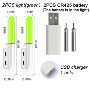 Planet Gates Green CR425 charge 1 Fishing Electronic Rod Luminous Stick Flash Light CR425 3.6V Lithium Battery LED Removable USB Charge Waterproof Night Tackle