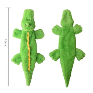 Planet Gates Green Crocodile Funny Simulated Animal No Stuffing Dog Toy with Squeakers Durable Stuffingless Plush Squeaky Dog Chew Toy Crinkle Pet Squeak Toy