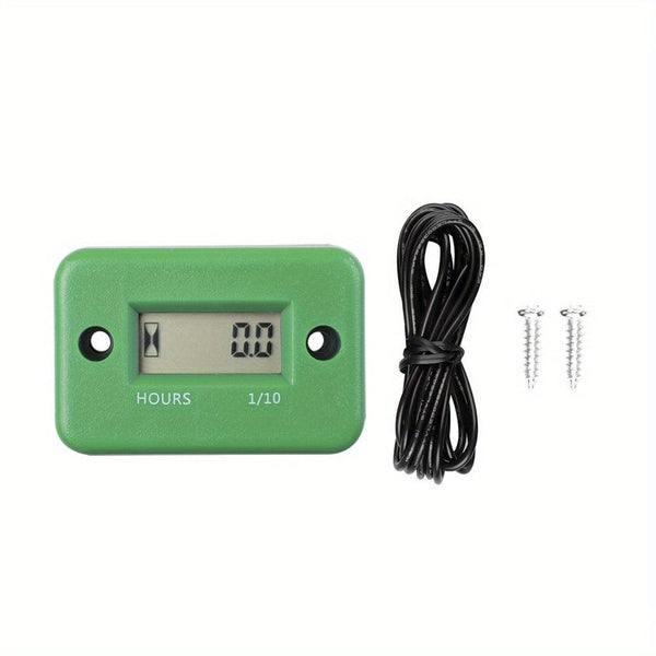 Planet Gates Green Digital LCD Hour Meter Motor Waterproof Display For Bike Motorcycle ATV Snowmobile Marine Boat Ski Dirt Gas Engine