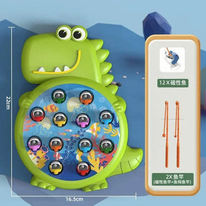 Planet Gates Green Dinosaur Simple Magnetic Fishing Toys Play Rod Game Toys for Children Baby Montessori with Rod Kids Educational Rotating Gift
