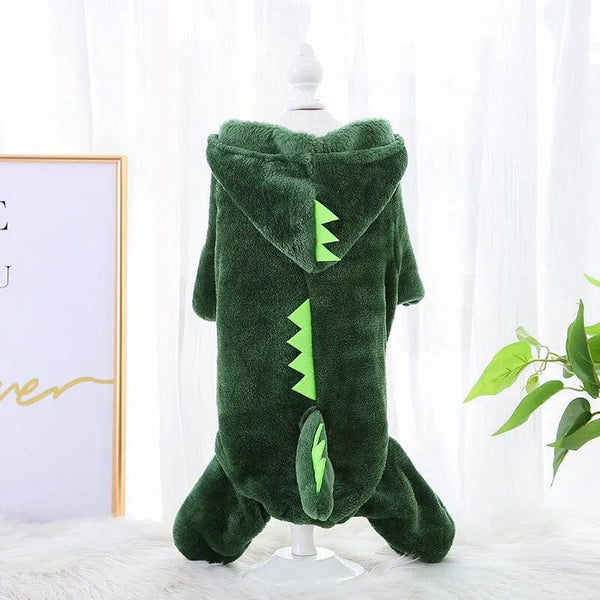 Planet Gates Green Dog Cat Clothes Funny Dinosaur Shape Autumn And Winter Warm Plush Coat Cute Quirky Pet Hooded Clothes