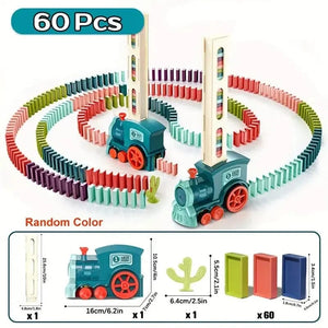 Planet Gates Green Dominoes Train Fun Automatic Placement Stand-Up Electric Train Educational Children'S Toy Car Kids Games Domino Train Toys, Gami