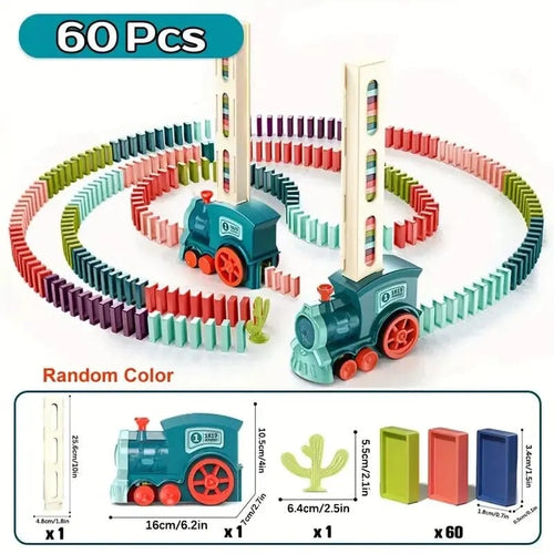 Planet Gates Green Dominoes Train Fun Automatic Placement Stand-Up Electric Train Educational Children'S Toy Car Kids Games Domino Train Toys, Gami