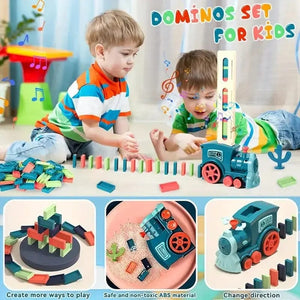 Planet Gates Green Dominoes Train Fun Automatic Placement Stand-Up Electric Train Educational Children'S Toy Car Kids Games Domino Train Toys, Gami