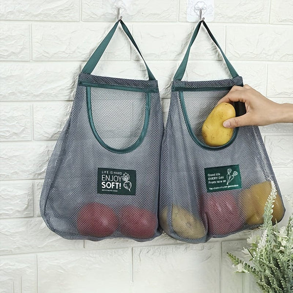Planet Gates Green Durable & Strong Hanging Mesh Storage Bags - Perfect for Storing Garlic, Potatoes, and Onions!