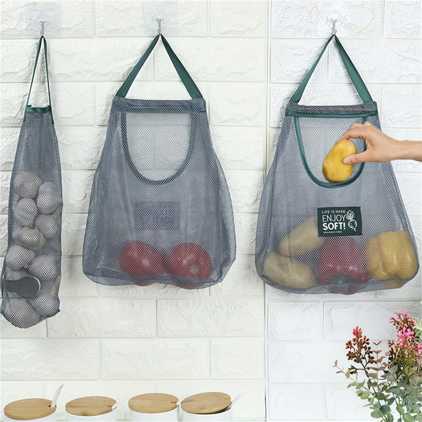 Planet Gates Green Durable & Strong Hanging Mesh Storage Bags - Perfect for Storing Garlic, Potatoes, and Onions!