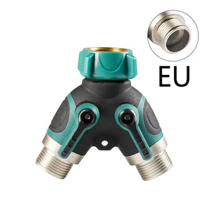Planet Gates green EU Y-Type Zinc Alloy Hose Splitter Double Way Joint One Split Two Faucet Diverter Garden Accessories Internal Thread Water-Diverter